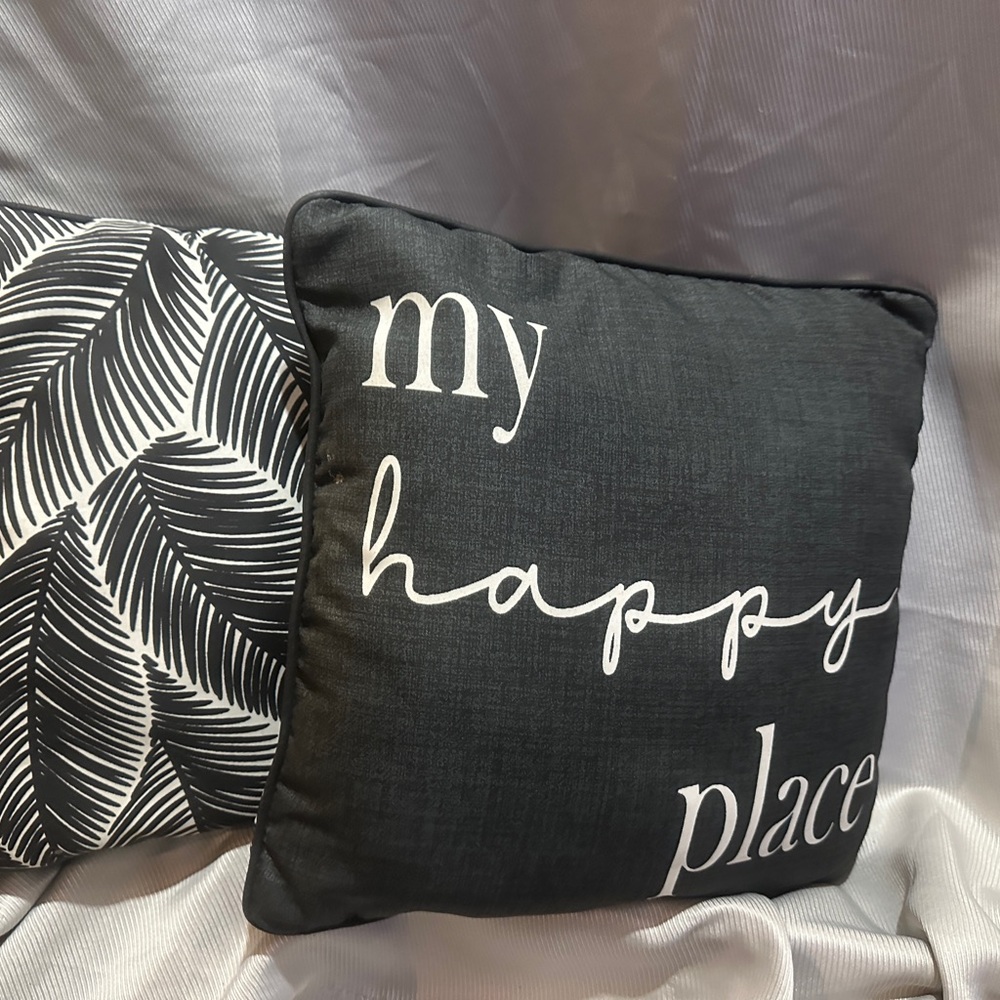 2 outdoor pillows black n white